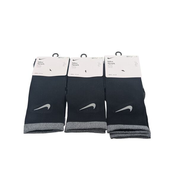 3 Pair Nike Spark Dri-Fit Cushioned Running Crew Socks Black Mens Size 8-9.5 - Picture 1 of 3
